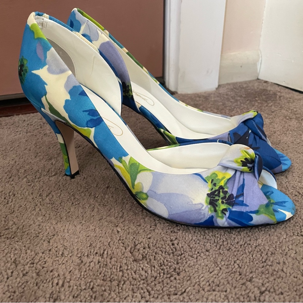 Michaelangelo Peep Toe Floral Heels
